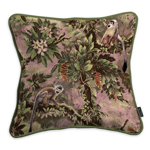 Manaus Pink/Olive large velvet cushion