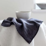 Set of 4 linen Monogrammed Napkin in Charcoal